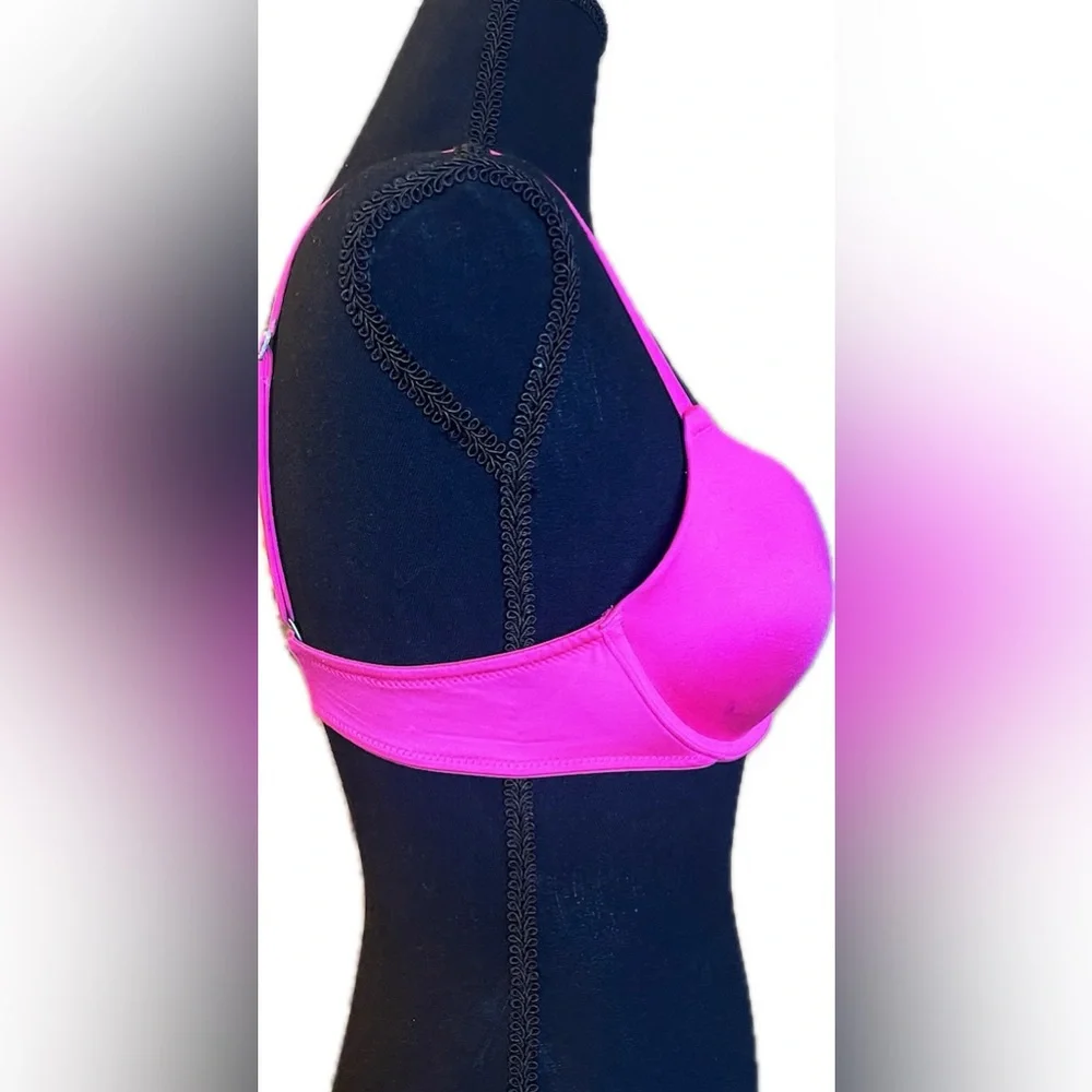 PINK Victoria's Secret Vibrant Pink Satin Push Up Bra. Women’s size 34A